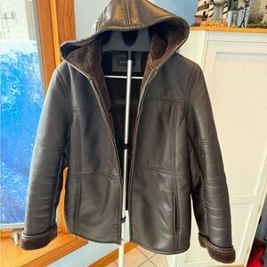 Braetan Chocolate Leather Jacket with Hood